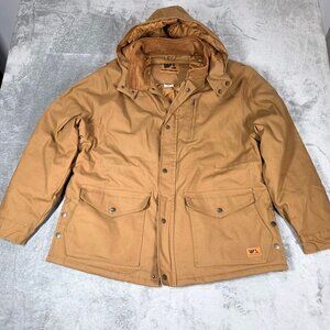 Wells Lamont Coat XL Tan Duck Canvas Quilt Lined Workwear Removable Hood